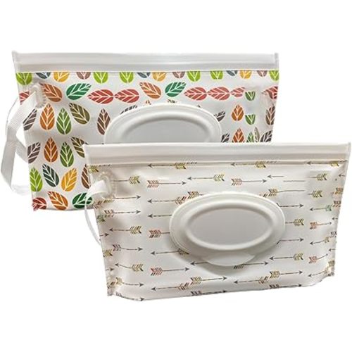 Baby Wipes Dispenser, 2 Pack Reusable Travel Wipes Case, Portable Refillable Baby Wipe Holder Wipes Container for Travel & Home Use
