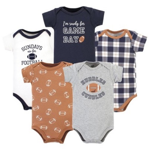 Hudson Baby Infant Boy Cotton Bodysuits, Football Huddles 5-Pack, Size: 9-12 months
