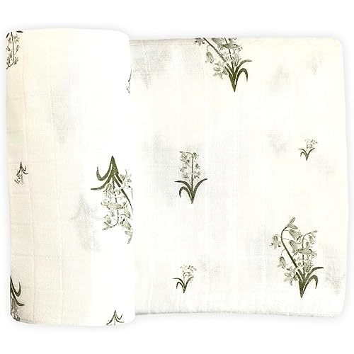 Leyl&Ari Muslin Swaddle Blanket | Floral Baby Wrap | Gender Neutral Newborn Essentials (Blue Bells)