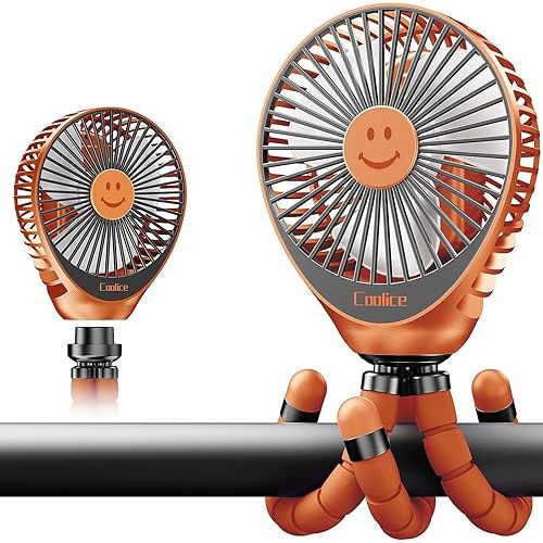 Stroller Fan Clip on for Baby, 30Hrs Removable Fan for Strollers and Car Seat, 3 Speeds Baby Stroller Fans, Rechargeable Portable Fans for Strollers with Flexible Tripod for Camping, Beach and Hiking