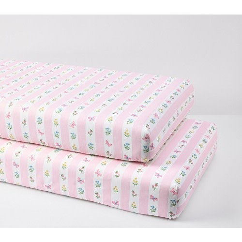 Butterfly Stripe Organic Crib Fitted Sheet
