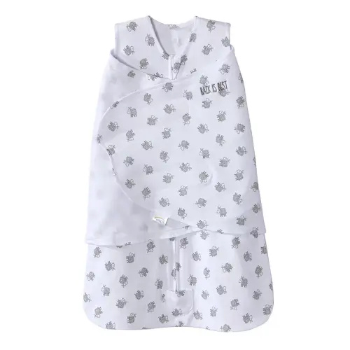 HALO 100% Cotton Sleepsack Swaddle, 3-Way Adjustable Wearable Blanket, TOG 1.5, Lamb Scribble White, Newborn, 0-3 Months