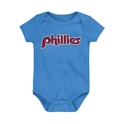 Phillies Philadelphia Phillies LIGHT BLUE Baby Road Wordmark One Piece - 133403126