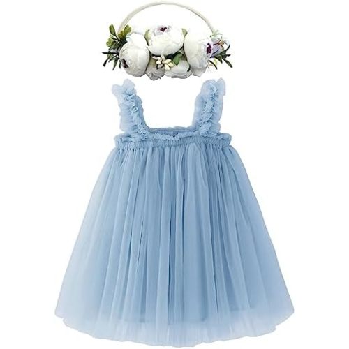 BGFKS Layered Tulle Tutu Dress for Toddler Girls,Baby Girl Rainbow Tutu Princess Skirt Set with Flower Headband.