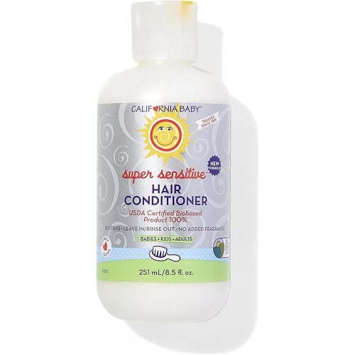 California Baby Super Sensitive Hair Conditioner | 100% Plant-Based | Fragrance Free Conditioner | Rinse-out or Leave in Conditioner | 251 mL / 8.5 oz