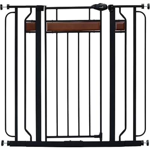 Regalo Home Accents Extra Tall & Wide Baby Gate, Bonus Kit, Includes Décor Steel With Hardwood, 4" Extension Kit, 4 Pack Pressure Mount Kit & Wall Cups, 0320 DS