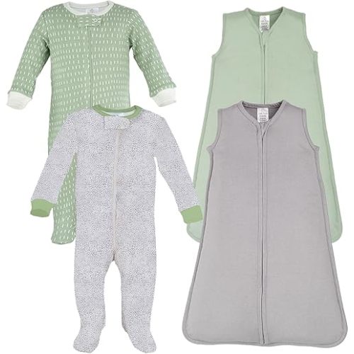 4Pc Comfy Cozy Set - 2 Sleep Sack & 2 Footed Pajamas, Super Soft Baby Clothes, Wearable Blanket