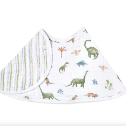 dino jungle essentials cotton muslin burpy bib | aden + anais