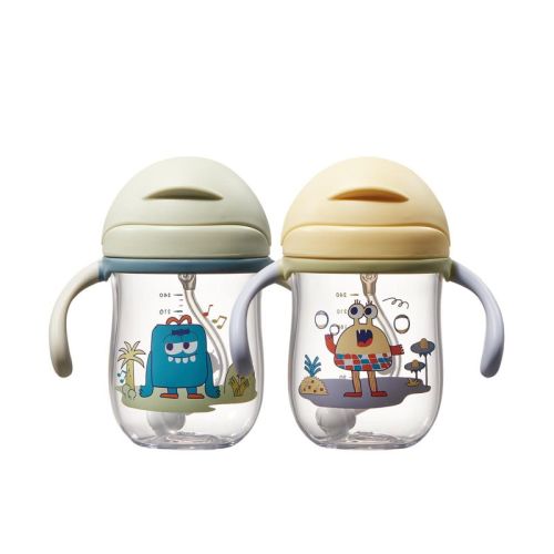 Bc Babycare Classic Baby Toddler Training Cup 8 oz Silicone Sippy Cup Easy Grip for Self Drinking Dishwasher Safe BPA-Free Light Green and Yellow