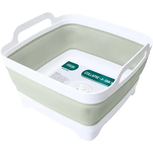 Dish Basin Collapsible with Drain Plug Carry Handles for 9 L Capacity, Collapsible Sink Tub, Dish Wash Basin, Portable Dish Tub, Foldable Dishpan for Camping Dish Washing Tub and RV Sink