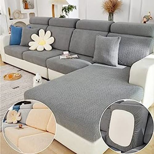 Disayu Magic Sofa Covers, Interior Magic Sofa Covers, 2023 New Wear-Resistant Universal Sofa Cover Stretch (Texture - Gray,Extra Large Single Seat Cover)