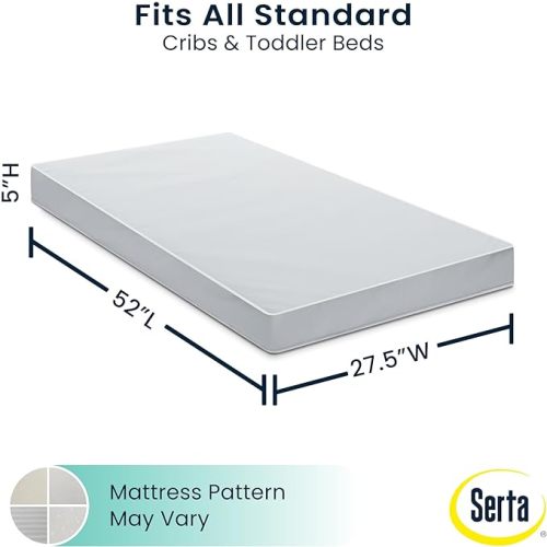Serta Perfect Start Limited Dual Sided Baby Crib Mattress and Toddler Mattress, Breathable Fiber Core, GREENGUARD Gold Certified, Waterproof, 7 Year Warranty, Made in USA - Mattress Only