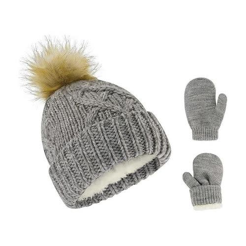 Rising Star Baby Girls And Boys Hat With Mittens Set, Winter Set For Infants Ages 0-6 Months (heather Gray)