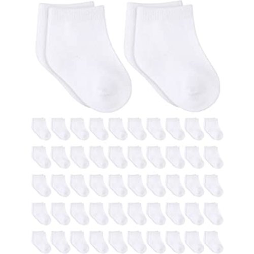 Jecery 50 Pairs Baby Cotton Socks Bulk Newborn Ankle Socks Unisex Baby Socks Stretch Socks for Baby Boys Girls,0-6 Months