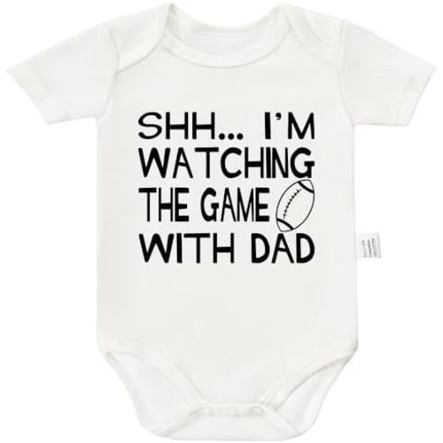 NeulaChic Shh... I'm Watching The Game With Dad Newborn Bodysuit, Funny Baby Gifts Pregnancy Announcement for Husband