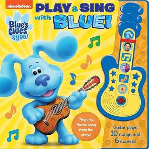 Nickelodeon Blue’s Clues & You! – Play & Sing with Blue! – Board Book with Interactive Sound Toy Guitar – Includes Theme Song – PI Kids
