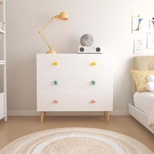 GDFStudio Yue 31.5'' Modern Wood Kids 3-Drawer Dresser, White