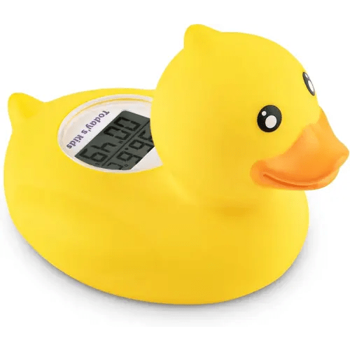 Duck Baby Bath Thermometer & Clock - Fahrenheit & Celsius Baby Bath Thermometer, Baby Thermometer for Baby Essentials - Room & Water Thermometer - Soft Material Baby Bath Products