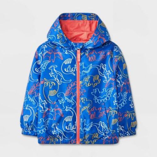 Toddler Boys' Dinosaur Printed Full Zip Windbreaker Jacket - Cat & Jackâ„¢ Blue 3t: Lightweight, Regular Fit, Machine Washable