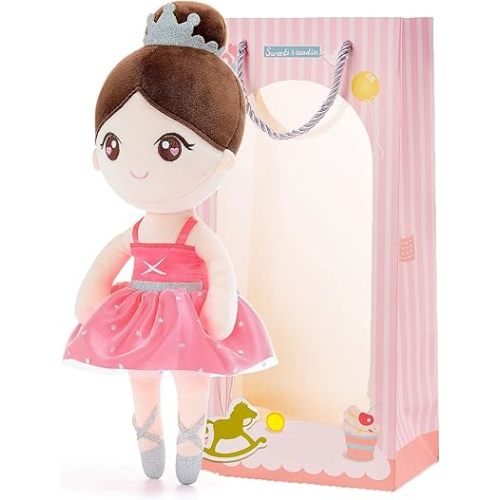 Gloveleya Baby Girl Gifts Dolls Soft Plush Toy Ballet Girl Doll Watermelon Red 13 Inches with Gift Box…