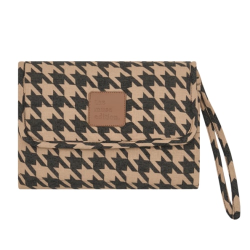 Black Houndstooth Linen Change Mat