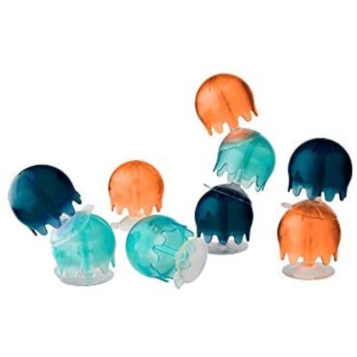 Boon JELLIES Suction Cup Toddler Sensory Bath Tub Toy for Kids Aged 12 Months and Up, Navy/Coral (Pack of 9)
