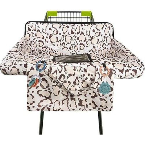 Shopping Cart Cover for Baby 2-in-1 High Chair Cover with Safety Harness Multifunctional Grey Pattern Cart Covers for Babies Soft Padded Grocery Cart Cover for Baby Boy Girl