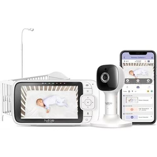 HUBBLE CONNECTED Nursery Pal Skyview Baby Monitor, 5" HD Baby Monitor with Crib Mount Camera
