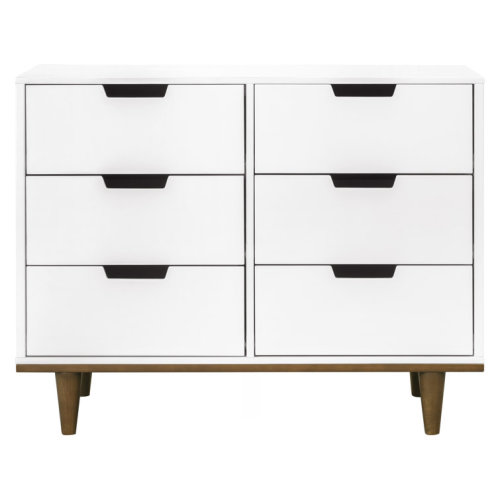 DaVinci Marley 6 Drawer 47" W Double Dresser - White/Walnut