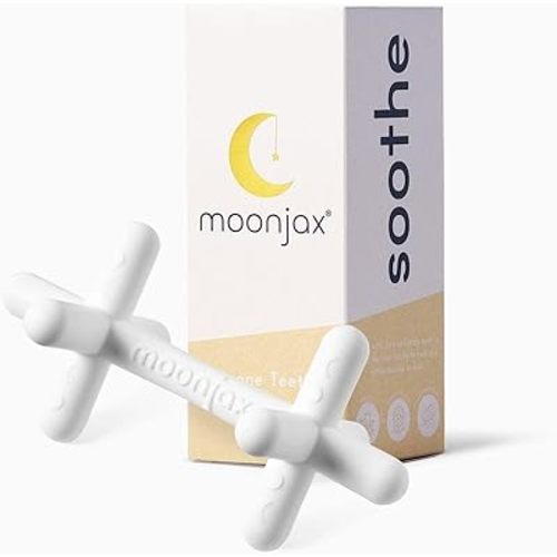 Moonlight Silicone Teethers for Babies, Baby Teether for Infants, Toddlers, Newborns, Dishwasher and Freezer-Safe Teething Toy, White - Moonjax