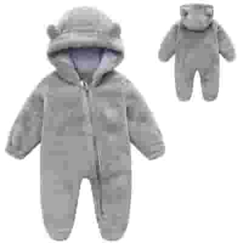 Baby Fleece Warm Jumpsuit Cute Bear Ear Costume Hooded Jumpsuit Romper Baby Snowsuit Infant Costume for Girls 3-6 Months