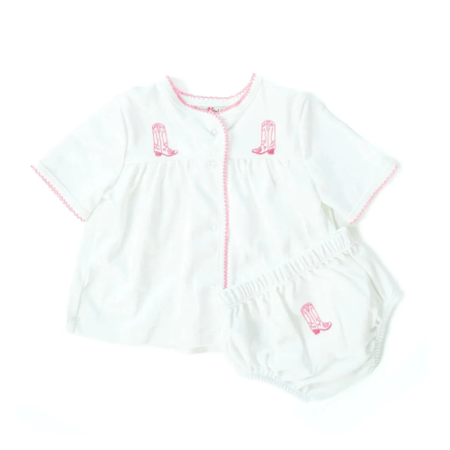 Pink Cowgirl Boot Diaper Cover Set
