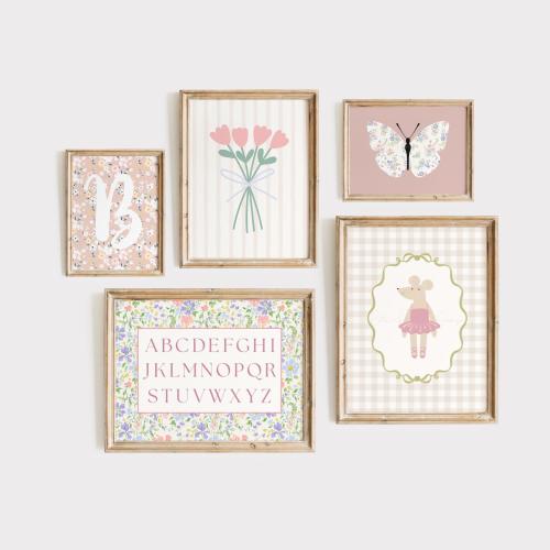 Girls Room Wall Decor, Girls Playroom Art, Pink and Green Nursery Art, Girls Room Gallery Wall, Custom Girls Room Decor, Girl Nursery Prints