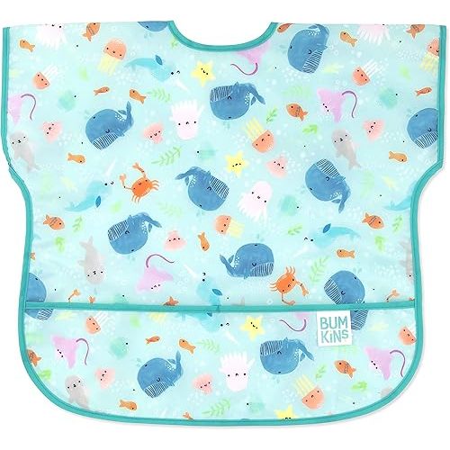 Bumkins Bibs, Baby and Toddler Bibs, Bibs for Girls and Boys, Large for 1-3 Years, Short Sleeve Waterproof Bib for Kids