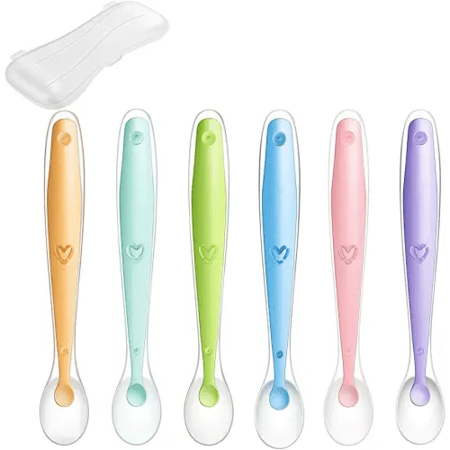 PandaEar Baby Silicone Soft Spoons| Training Feeding for Kids Toddlers Children and Infants| BPA Free 6 Pack| Great Gift Set |Gum-Friendly First Stage