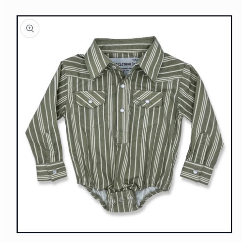 Vintage Green Stripe Long Sleeve Pearl Snap Onesie – Cowkid Clothing Company