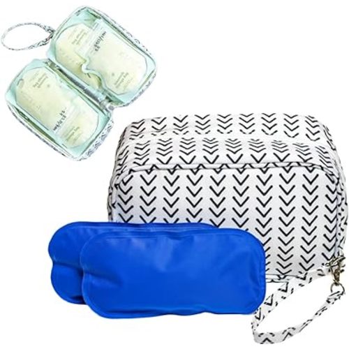 Breastmilk Cooler Bag with Ice Pack - Insulated Breast Milk Cooler Travel Bag - Small Breastmilk Storage Bag Cooler with Detachable Wrist Strap