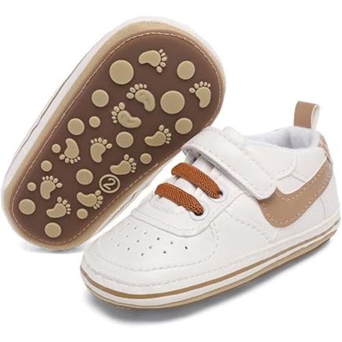 Clowora Unsex Baby Shoes Boys Girls Infant Sneakers Non-Slip Soft Rubber Sole Toddler Crib First Walker Lightweight Shoes