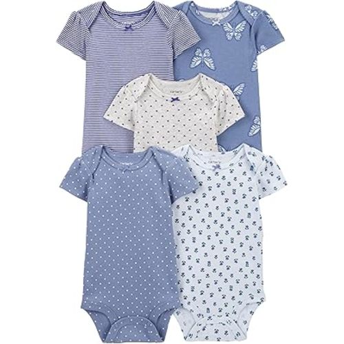 Carter's baby-girls Multi-pk Bodysuits, Blue Butterfly, 3m