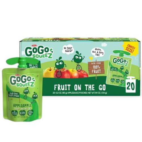 Gogo Squeez Applesauce, Apple Apple - 3.2oz/20ct