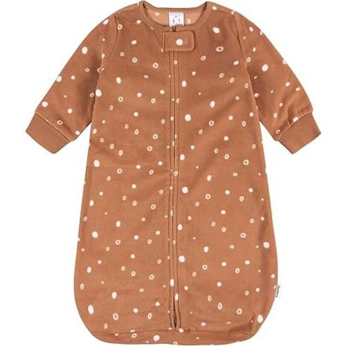 GerberBaby Unisex Fleece Wearable Blanket, Brown Dots, 0-6 Months