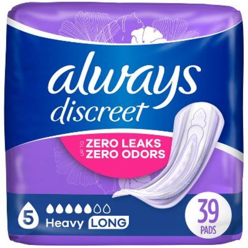 Always Discreet Incontinence And Postpartum Incontinence Pads - Heavy Absorbency - Regular Length - 48ct