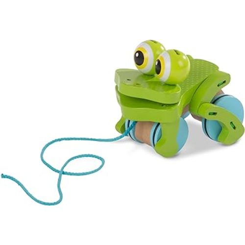 Melissa & Doug First Play Frolicking Frog Wooden Pull Toy - Developmental Duck Pull Toy For Toddlers Ages 1+