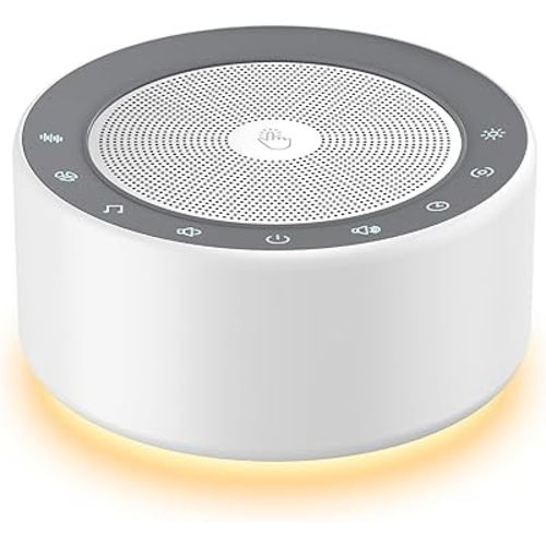 Kipcush White Noise Machine with Night Light – Nursery Sound Machine with Soft Non-Glare Lamp, 30 Soothing Sounds, 8 Color Lights, Up to 8-Hour Timer for Baby & Adults
