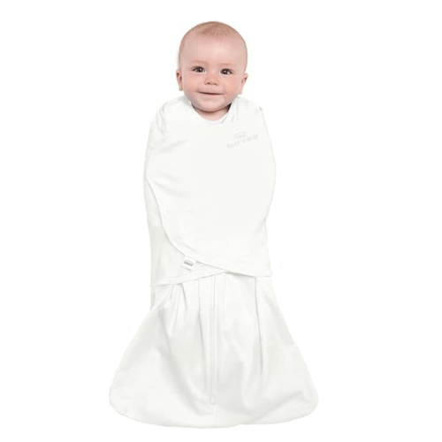 HALO 100% Cotton Sleepsack Swaddle, 3-Way Adjustable Wearable Blanket, TOG 1.5, Cream, Newborn, 0-3 Months