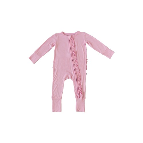 Lillian Pink Ruffle Convertible Footie, 0-3M