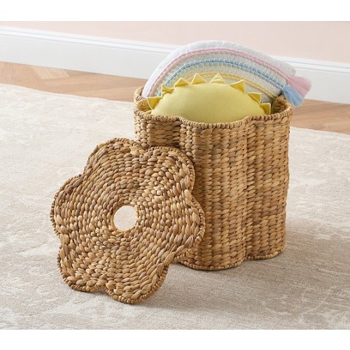 Woven Flower Shaped Lidded Storage | Pottery Barn Kids