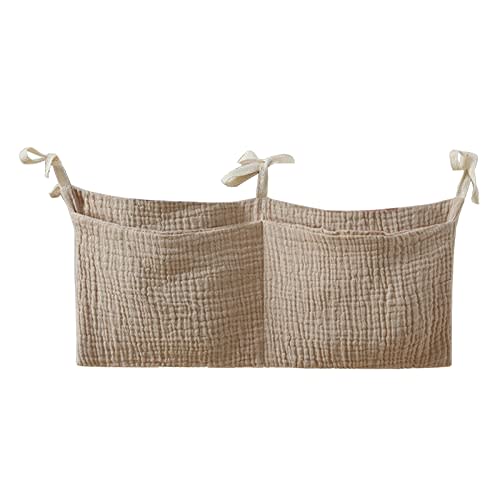 CHENGBEI Bedside Hanging Bags Milk Bottle Bib-Storage Bag Crib Organizer Bag Baby Nappy-Bag Dormitory Bed-Bunk Organizing Bag Nappy-bags Organizer, light khaki