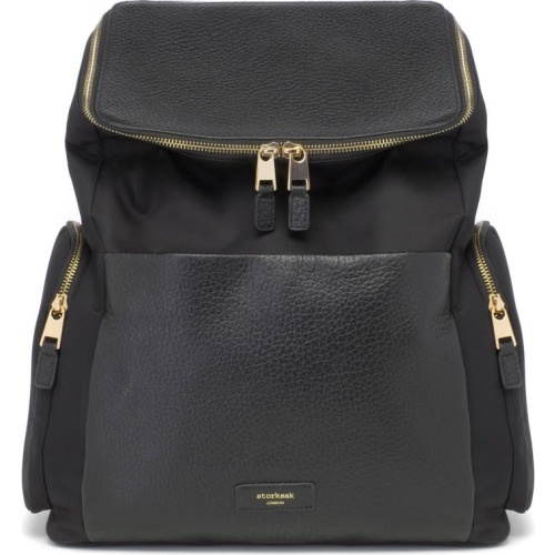 Storksak Alyssa Water Resistant Convertible Diaper Backpack, Black/Gold