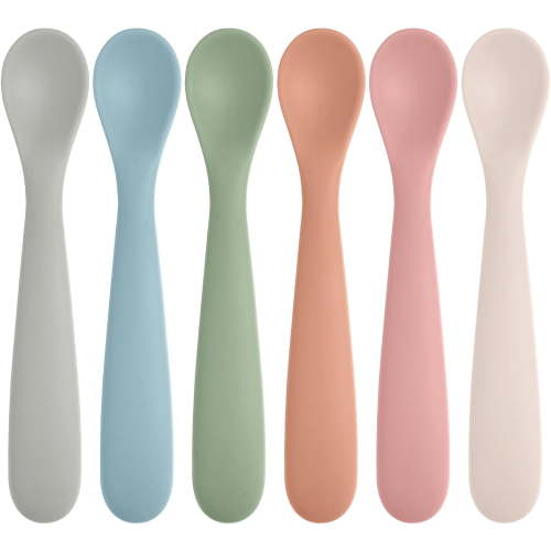 6 Pack Silicone Baby Spoons, Baby Spoons Self Feeding 6 Months+, BPA Free, Soft Tip Baby Utensils Feeding Spoon, Baby Led Weaning Supplies, Dishwasher and Boil Safe